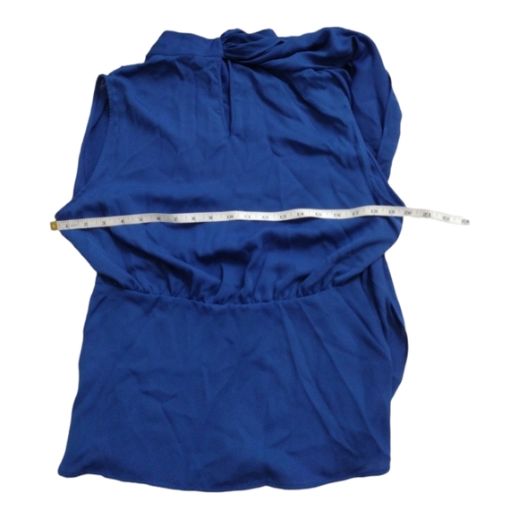 Zara Structured Wrap Drapery Style  Blue Blouse Size Large NWT - Picture 10 of 11